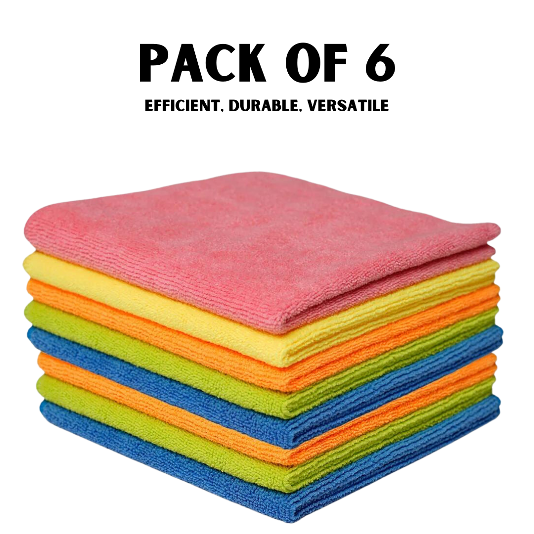 6pc Microfiber Cleaning Cloths Auto Polishing Towels Wash Rag Super So —  AllTopBargains
