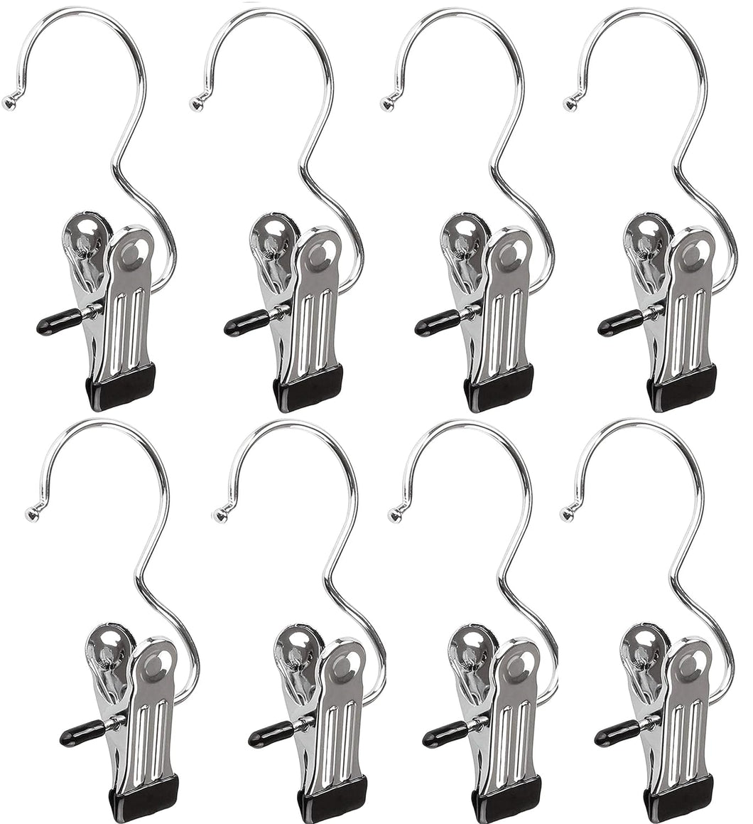 Stainless Steel Multipurpose Clothes Hanging Hook Clips (Pack Of 8)