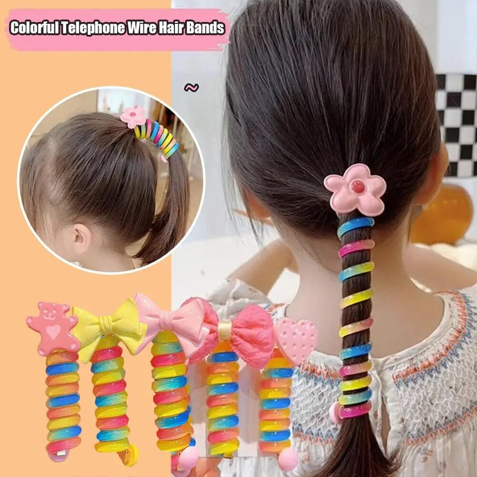 Colorful Telephone Wire Hair Bands For Kids