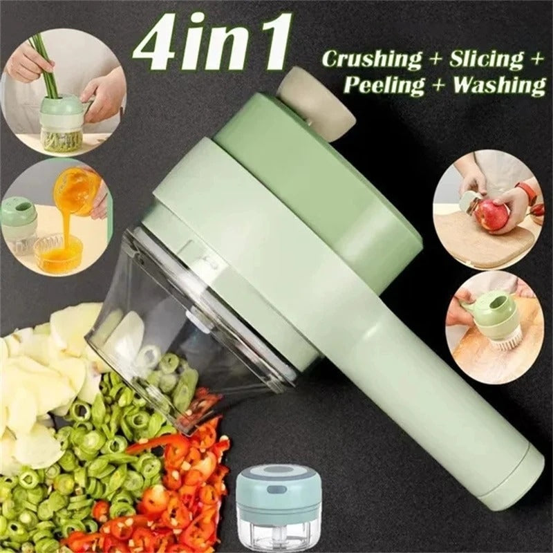 4 in 1 Portable Electric Vegetable Cutter Set, Mini Manual