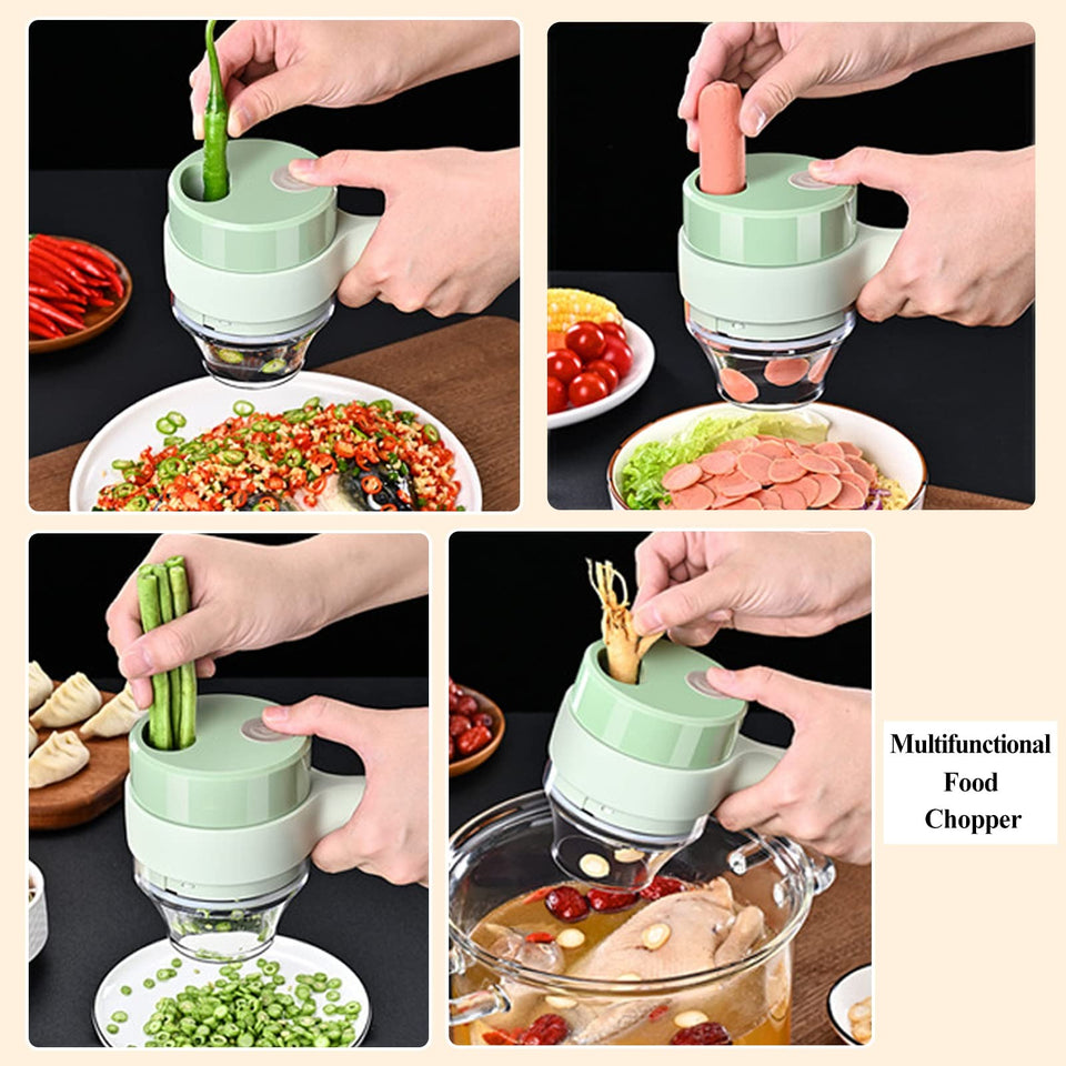 4 in 1 Mini Handheld Electric Vegetable Cutter Set Wireless Food