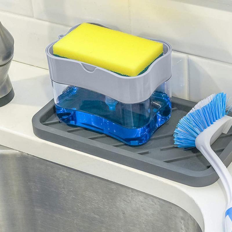 Liquid Soap Pump Dispenser + Sponge Holder (With Free Sponge)