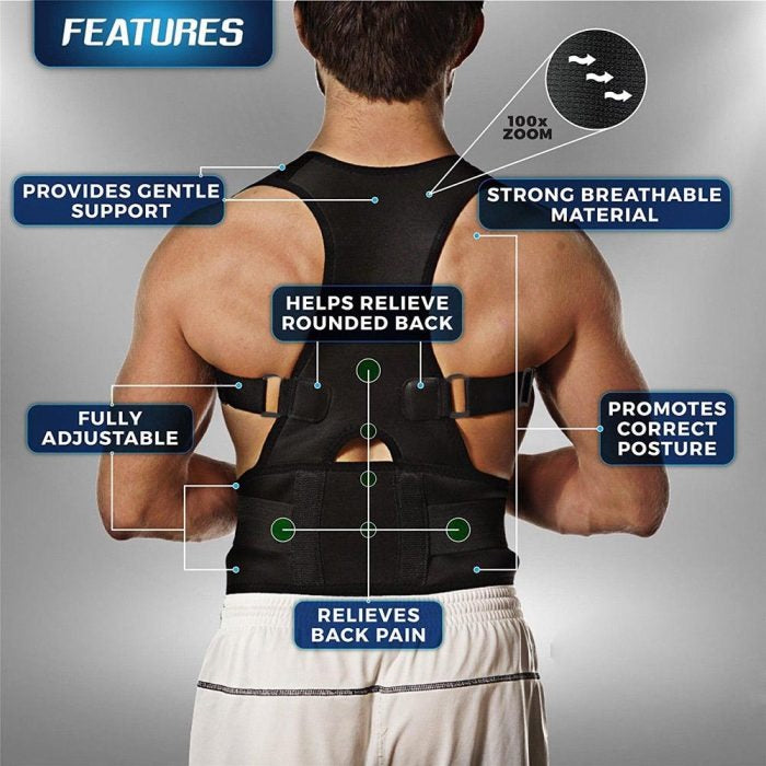 Adjustable Posture Corrector with Magnetic Therapy for Neck & Back for –  Dealcarto